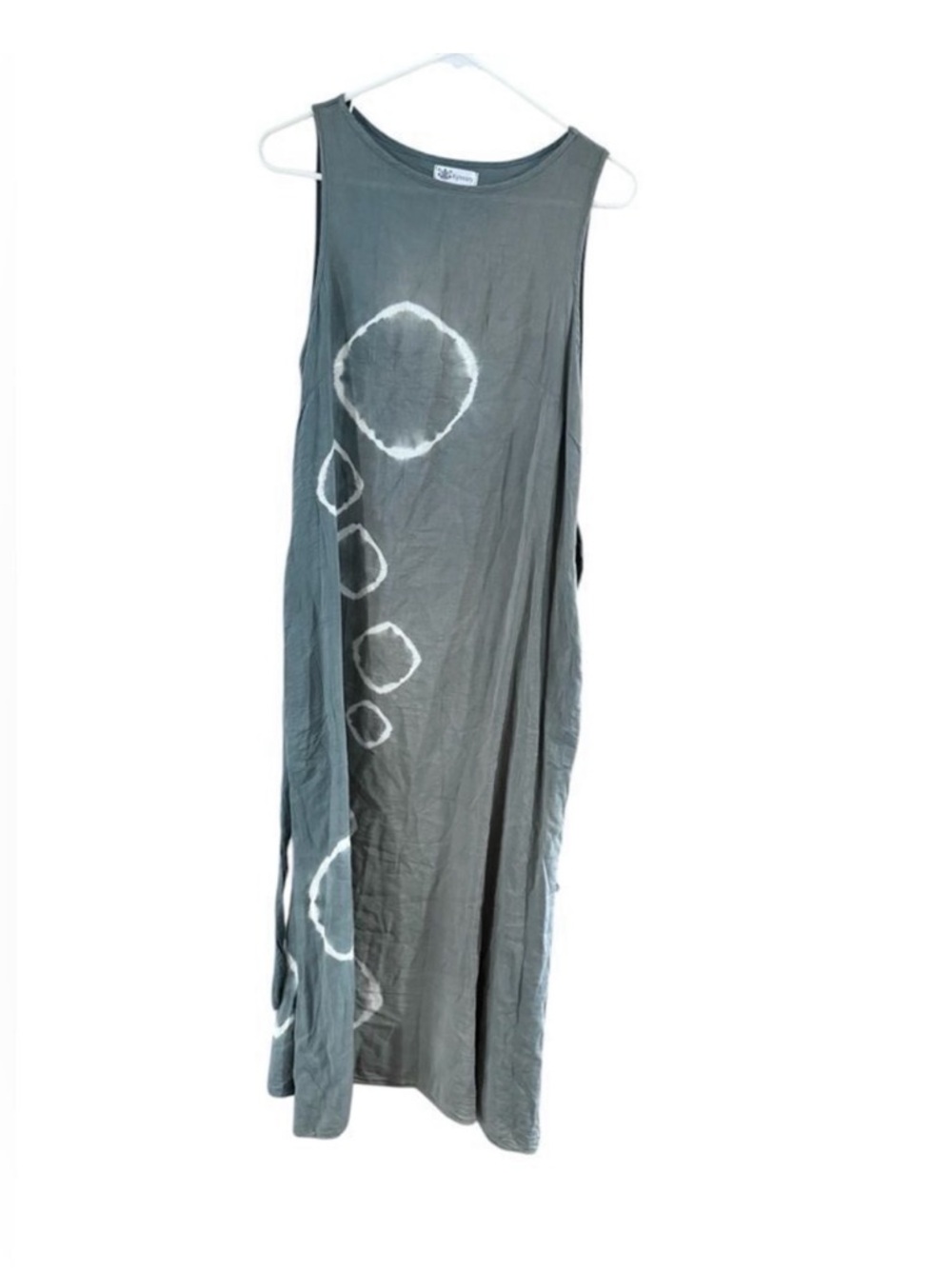 Sleeveless Gray Maxi Dress with White Abstract Circle Print - Picture 3 of 9